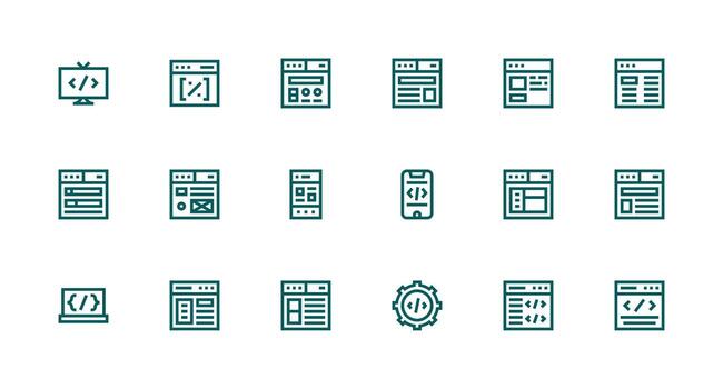 18 íconos para css en fuerte carrera línea formato claro y conciso icono conjunto colección vector