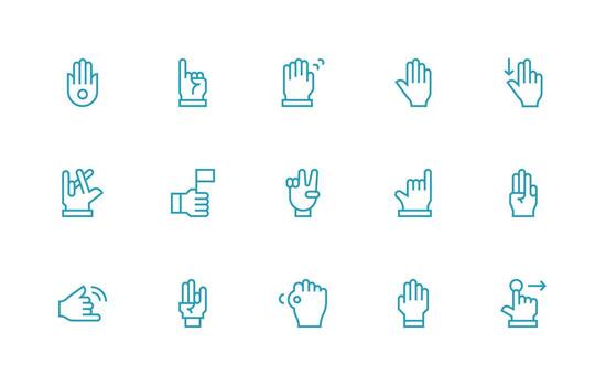 15 Regular Line Designs for Gesture Icons Lightweight Icon Series for Fast Prototypes vector