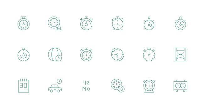 Duration featuring 18 Icons in Minimal Line Design Lightweight Icon Series vector