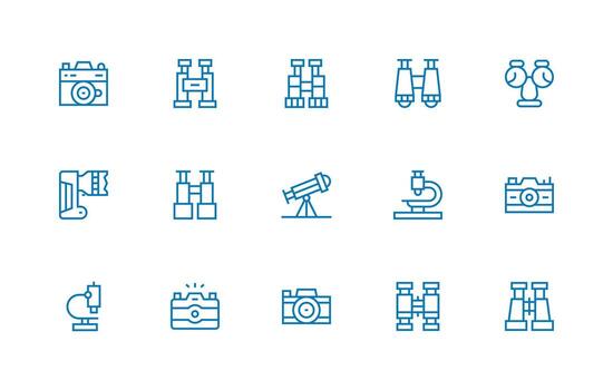 15 regular línea vectores para óptica tema versátil icono colección para diseñadores