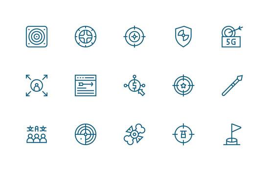 15 regular línea estilo íconos desde objetivo colección alta calidad icono paquete vector