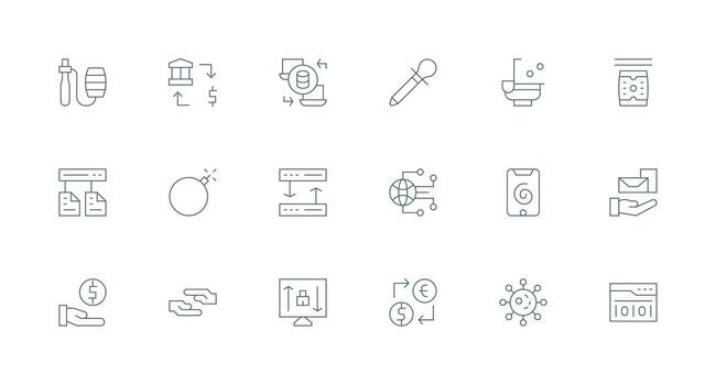 18 Minimal Line Icons for Transfer Graphics Interface Icon Collection vector