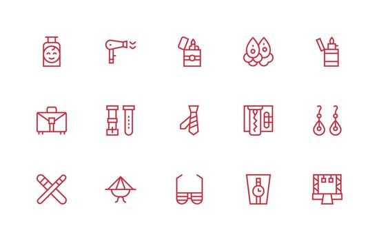 15 Accessories Icons in Regular Line Aesthetic Interface Icon Collection for Daily Projects vector