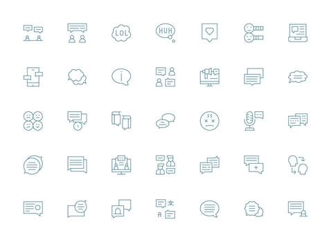 Comment Design Icons featuring 35 in Light Line Style Interface Icons for Daily Use vector