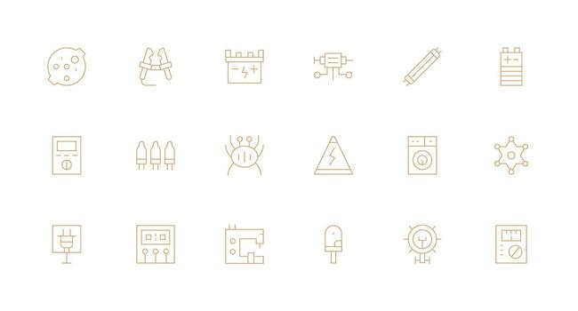 18 Minimal Line Icons for Electrical Graphics Flexible Icon System for Web Interfaces vector