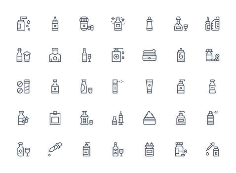 35 regular limpiar línea íconos para botella gráficos personalizable icono serie para móvil pantallas vector