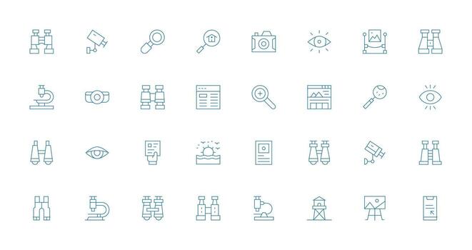 ver conjunto con 32 Delgado línea íconos limpiar conjunto para diseño prototipos vector