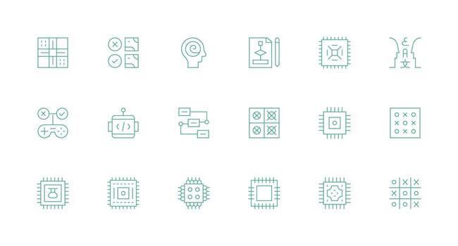 Logic Set with 18 Minimal Line Icons Essential Icons for Rapid UI Building vector