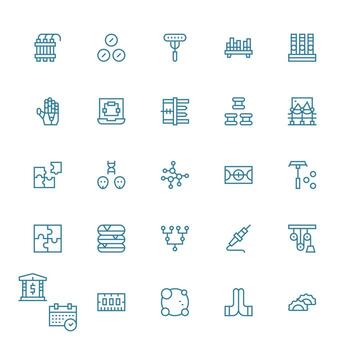 componentes incluso 25 medio carrera contorno ilustraciones simplificado icono paquete para visual herramientas vector