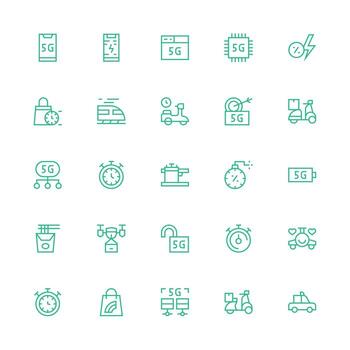 25 Medium Stroke Outline Style Icons from Fast Collection UI-Ready Icon Collection vector