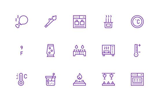 Regular Line Icons from Heat Set with 15 Vectors Lightweight Icon Series