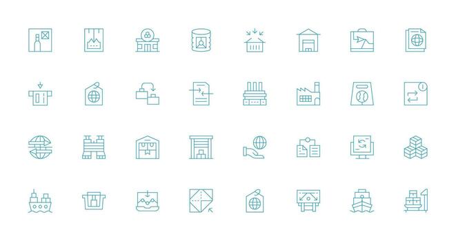 Export Set with 32 Thin Line Icons Versatile Icon Collection for Designers vector