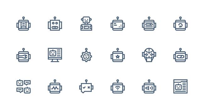 fuerte carrera línea estilo robot íconos con 18 vectores multi-estilo icono colección