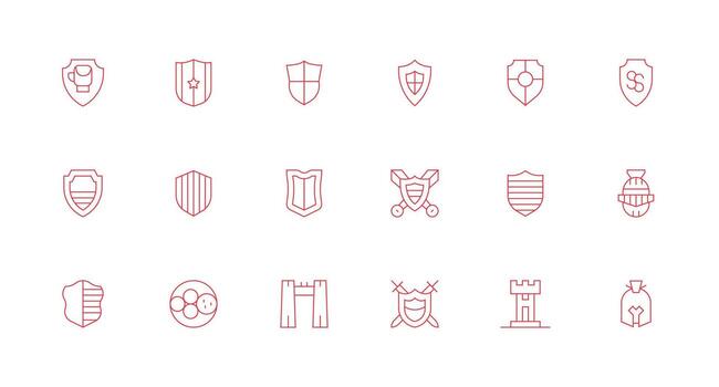 Defense Mechanism Set with 18 Minimal Line Icons Versatile Icon Collection for Designers vector