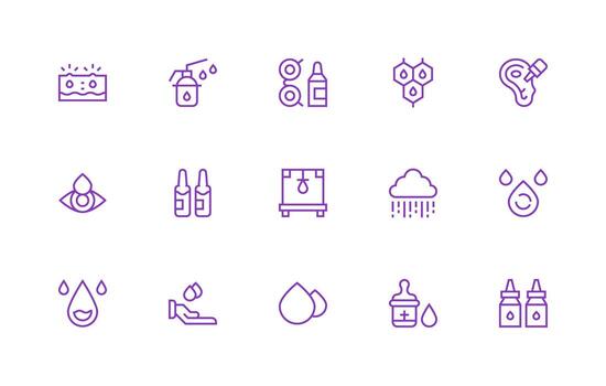 Drops Icon Set with 15 Regular Line Graphics High-Quality Icon Pack vector