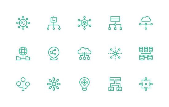 Distributed Icon Collection with 15 Regular Line Designs Multi-Purpose Icon Pack for Templates vector