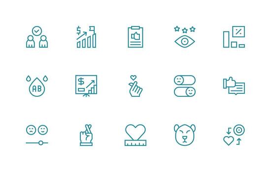 Regular Line Icons from Positive Set with 15 Vectors Icon Set for Web