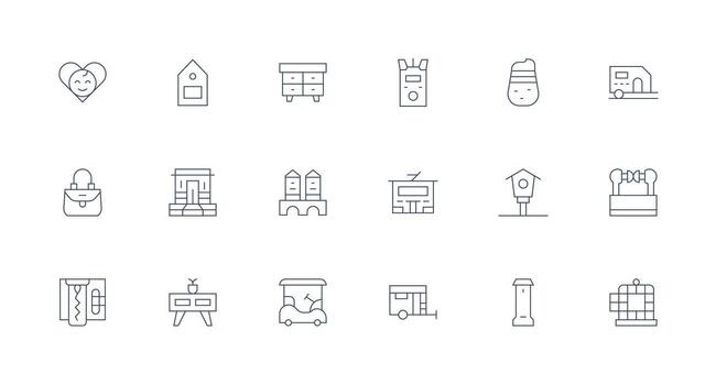 Small Icon Set with 18 Minimal Line Graphics Complete Icon Set for Mobile Apps vector