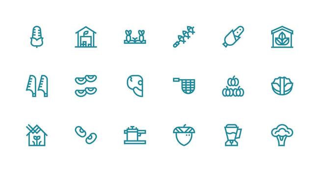 18 Strong Stroke Line Icons for Vegetable Graphics Neatly Designed Icons for Web Platforms vector