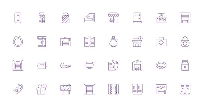 Closed Set with 32 Thin Line Icons Web Icon Collection vector