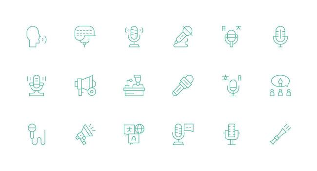 18 Minimal Line Style Icons from Speech Collection Clear and Concise Icon Set Collection vector