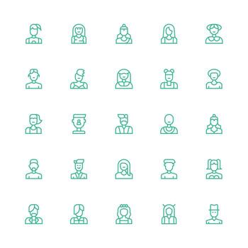 Medium Stroke Outline Style User Icon Icons with 25 Vectors Lightweight Icon Series for Fast Prototypes