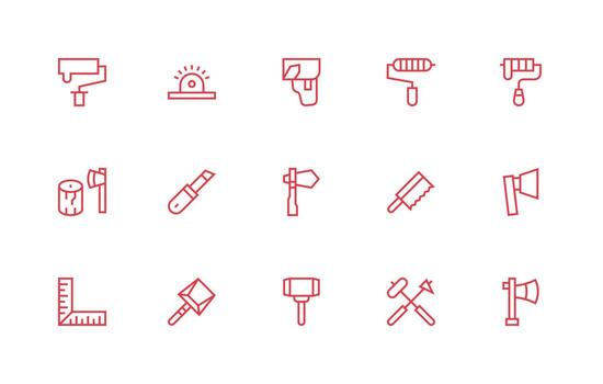 Carpenter Icon Collection with 15 Regular Line Designs Interface Icon Collection for Daily Projects vector
