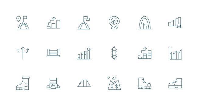 Climb Set with 18 Minimal Line Icons Basic Icon Series vector