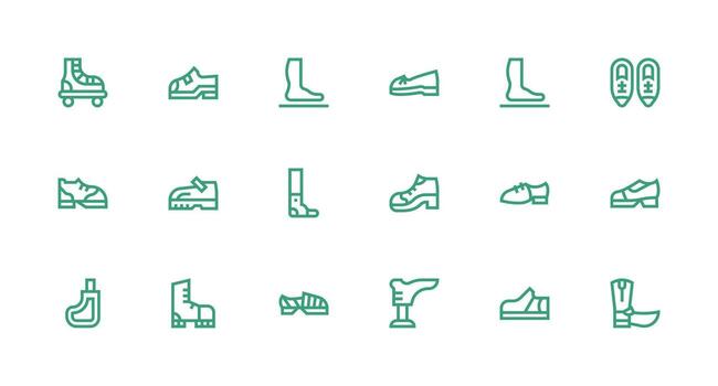 Boot Icon Collection with 18 Strong Stroke Line Designs Clean Icon Collection for Web Use vector
