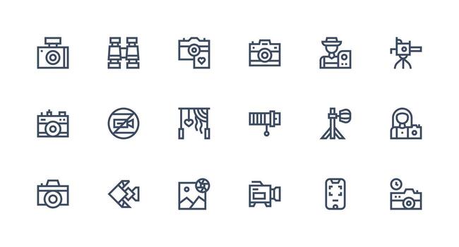 18 fuerte carrera línea íconos para fotografía gráficos limpiar icono colección para web utilizar vector