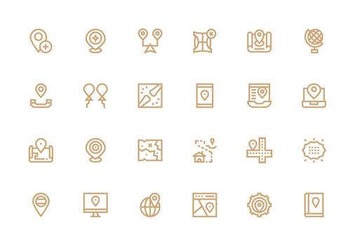 24 Thick Line Line Style Icons from Coordinates Collection Multi-Style Icons for Creative Projects vector