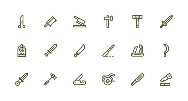 Strong Stroke Line Icons from Blade Set with 18 Vectors Scalable Icon Pack