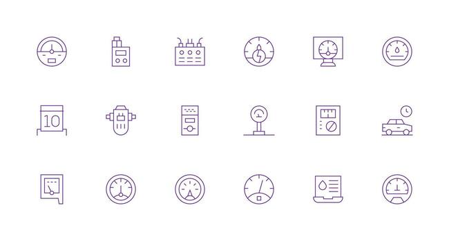 18 Icons for Meter in Minimal Line Format Simple Icon Pack vector