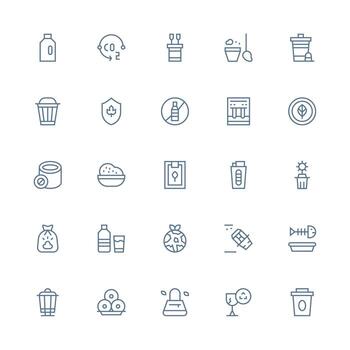 25 Icons for Recycling in Medium Stroke Outline Format Minimal Icon Set for Interface Projects vector