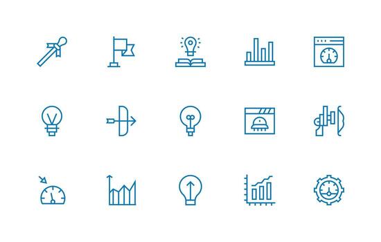 15 Regular Line Icons for Progress Indicator Graphics Neat Icon Set vector