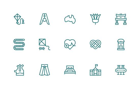 Line Icon Set with 15 Regular Line Graphics Functional Icon Series vector