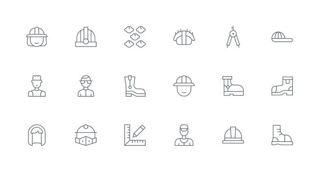 Engineer Icon Set with 18 Minimal Line Graphics Design Icon Pack vector