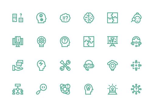 problema resolviendo visual paquete conteniendo 24 grueso línea línea íconos completar icono haz para web diseño vector