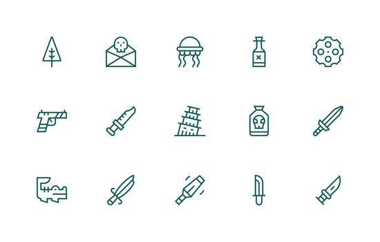 15 Regular Line Icons for Dangerous Graphics Essential Icon Collection vector