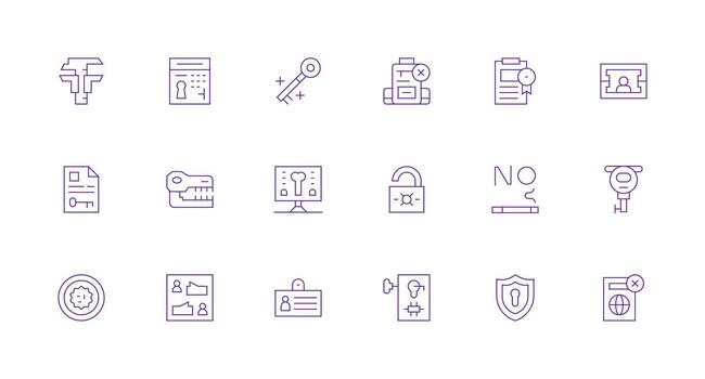 mínimo línea íconos desde autorización conjunto con 18 vectores flexible icono sistema para web interfaces