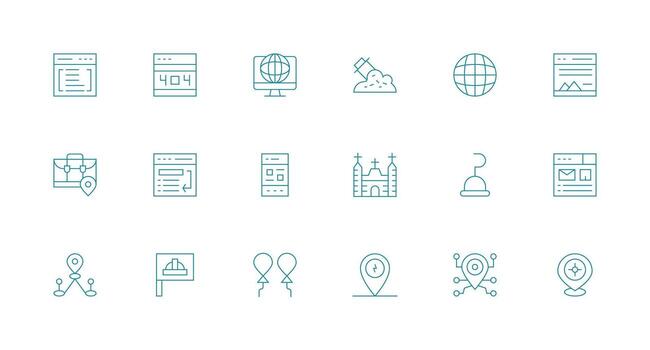 18 mínimo línea estilo íconos desde sitio colección claro y conciso icono conjunto colección vector