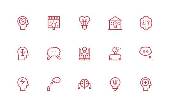 15 Icons for Thought in Regular Line Format Icon Set vector