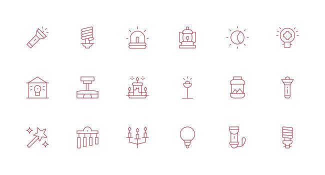 18 Minimal Line Icons for Illumination Graphics Theme-Based Icon Pack vector