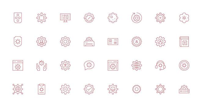 configuración diseño íconos presentando 32 en Delgado línea estilo icono paquete vector