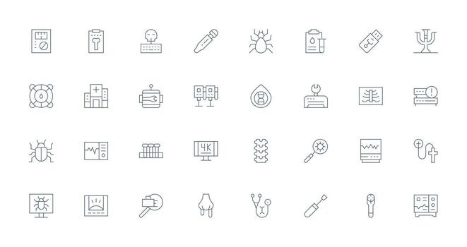32 Icons for Diagnostic in Thin Line Format Versatile Icon Collection for Designers vector
