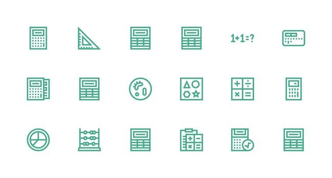 Math featuring 18 Icons in Strong Stroke Line Design Responsive Icon Set for Flexible Layouts vector