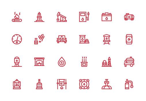 Fuel Design Icons featuring 24 in Thick Line Line Style Flexible Icon System for Web Interfaces vector