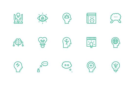 Thought Icon Collection with 15 Regular Line Designs Core Icon Collection for Daily Tasks vector