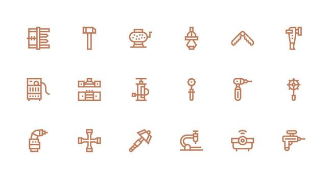 Strong Stroke Line Icons from Tooling Set with 18 Vectors Balanced Icon Set for Functional Design