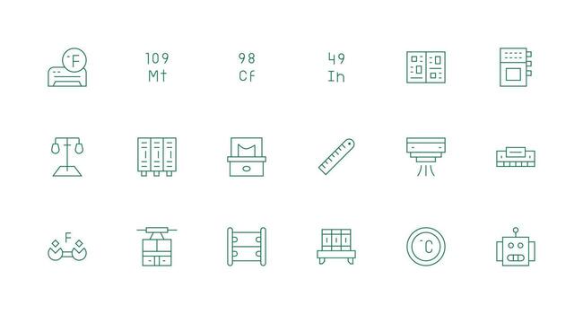 mínimo línea estilo unidad íconos con 18 vectores sencillo icono paquete